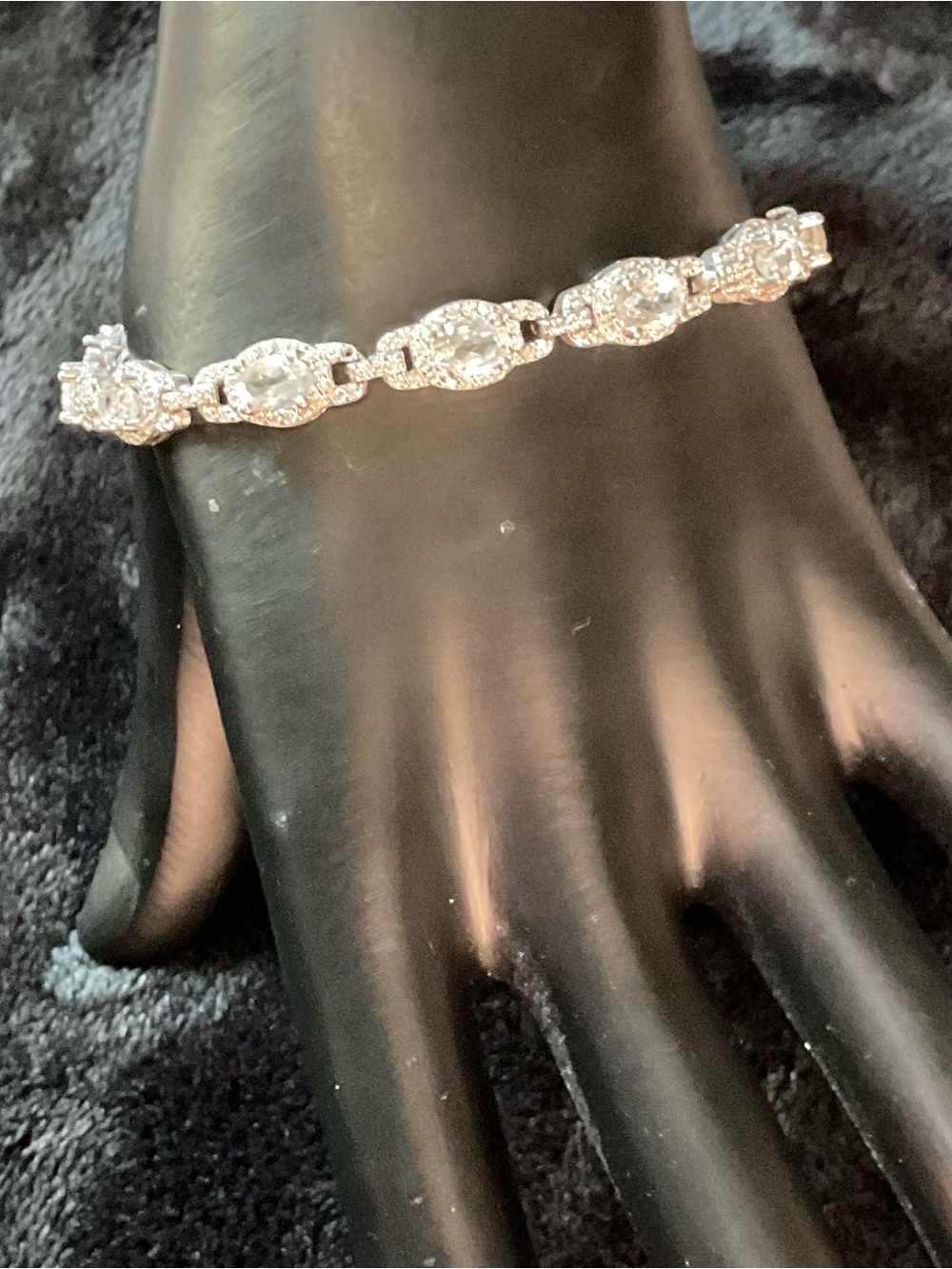Sterling Silver Elegant White CZ Link Bracelet.